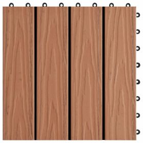 vidaXL 11 pcs Decking Tiles Deep Embossed WPC 30x30 cm 1 sqm Light Brown (Option: as picture)