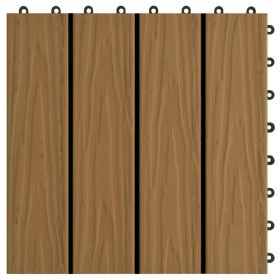 vidaXL 11 pcs Decking Tiles Deep Embossed WPC 11.8"x11.8" 1 sqm Teak Color (Option: as picture)