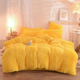 Luxury Thick Fleece Duvet Cover Queen King Winter Warm Bed Quilt Cover Pillowcase Fluffy Plush Shaggy Bedclothes Bedding Set Winter Body Keep War (Option: Yellow-1.8M)