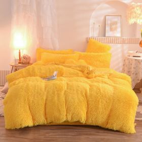 Luxury Thick Fleece Duvet Cover Queen King Winter Warm Bed Quilt Cover Pillowcase Fluffy Plush Shaggy Bedclothes Bedding Set Winter Body Keep War (Option: Yellow-2.0M)