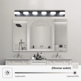 Modern 6 Lights Black LED Makeup Mirror Fixtures For Bathroom And Vanity Unavailable Platforms- Temu (Color: Black)