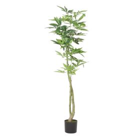 160CM ARTIFICIAL PACHIRA MACROCARPA (Color: Green)