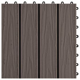 vidaXL 11 pcs Decking Tiles Deep Embossed WPC 30x30 cm 1 sqm Dark Brown (Option: as picture)